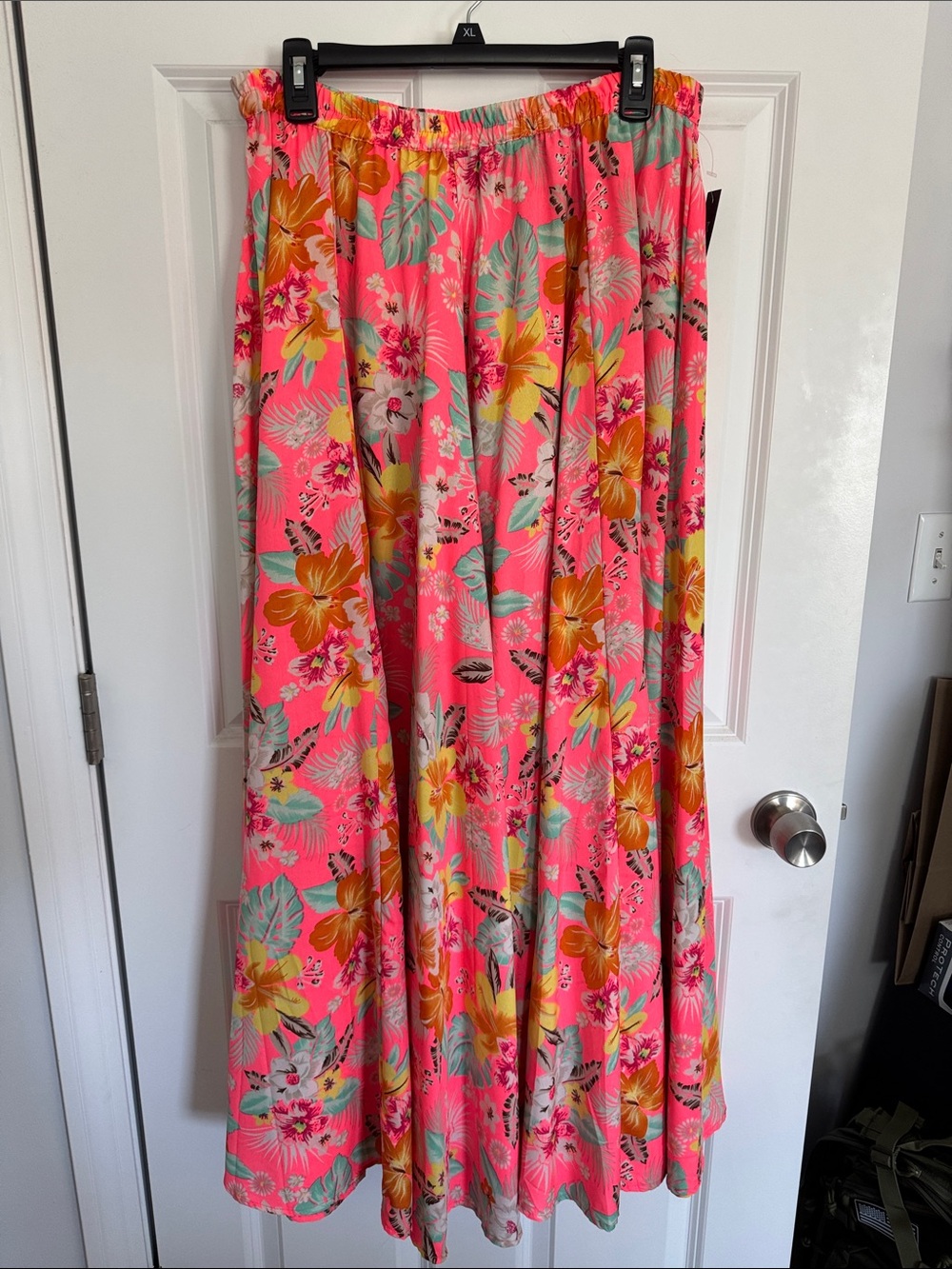 NWT Floral Maxi Skirt in Bright Pink